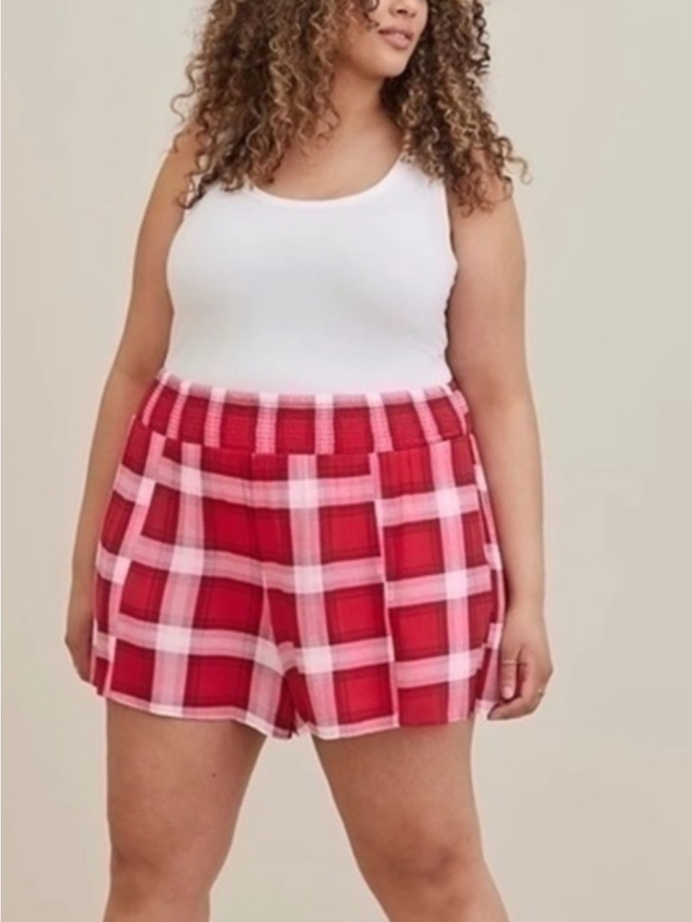 torrid Red and Pink Plaid Shorts